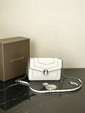 BVLGARI Serpenti Forever Medium Shoulder Bag White